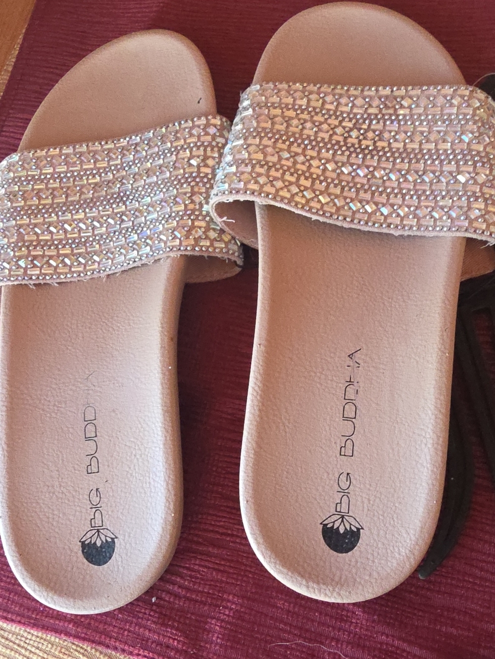 Big Buddha Sparkle Slide Sandals in Blush Sz 9 Old Stock NWT